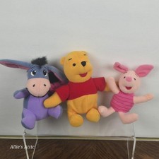 3 Winnie the Pooh  Friends Holding Hands Vintage 90s Plush Eeyore Piglet Set