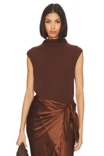 ENZA COSTA Sleeveless Knit Turtleneck Top Saddle Brown S $145 D1