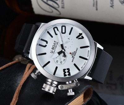 U-Boat Classico 1001 Style Men's Watch Big Dial Stainless Steel Case Rubber Band