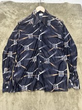 Vintage 1970's Montgomery Ward Polyester Floral Button Up Shirt disco