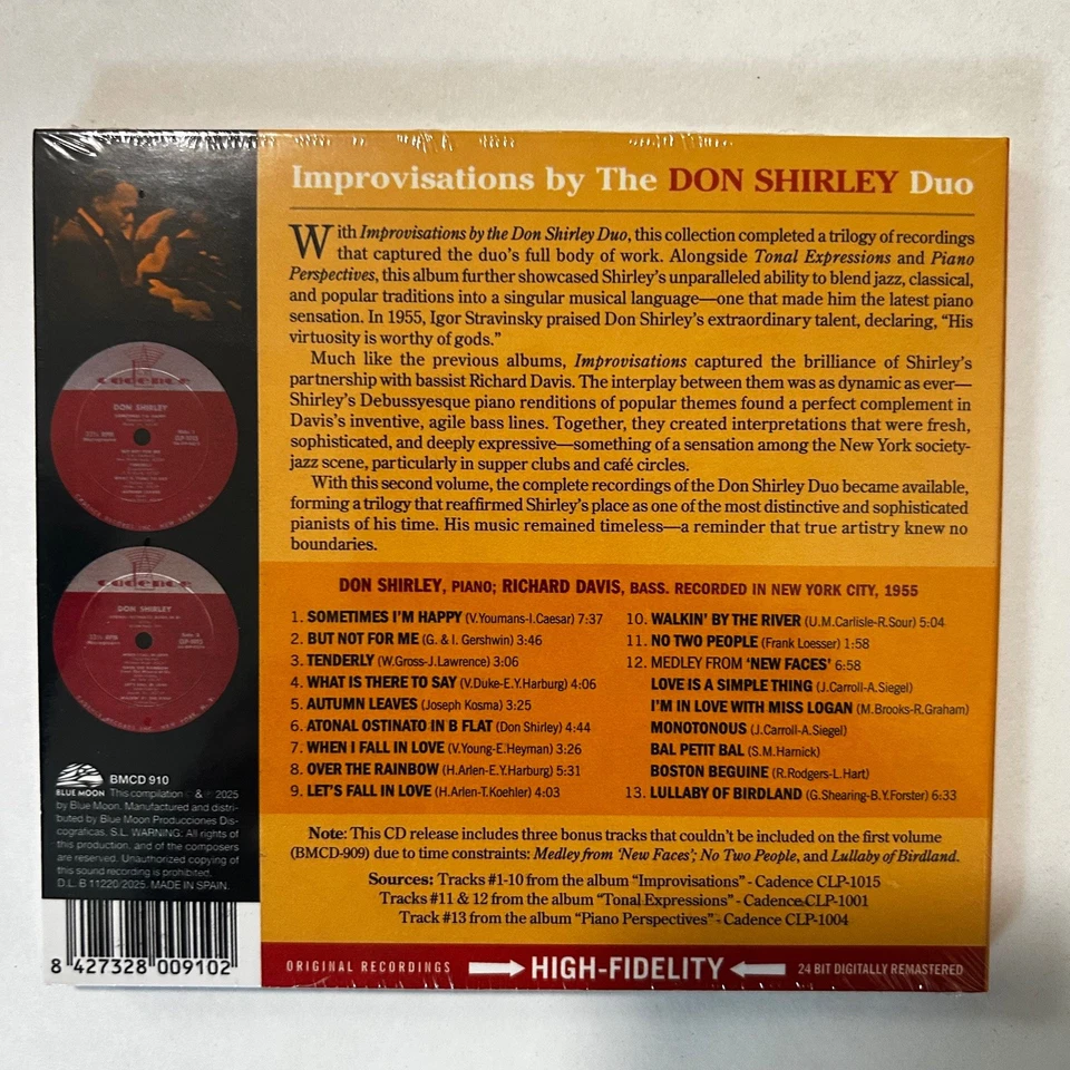 Don Shirley Duo - Improvisations CD 2025 Remastered Jazz Blue Moon — 第 2/2 张图片