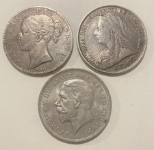 1844, 1893 & 1935 Crowns (3 Coins)