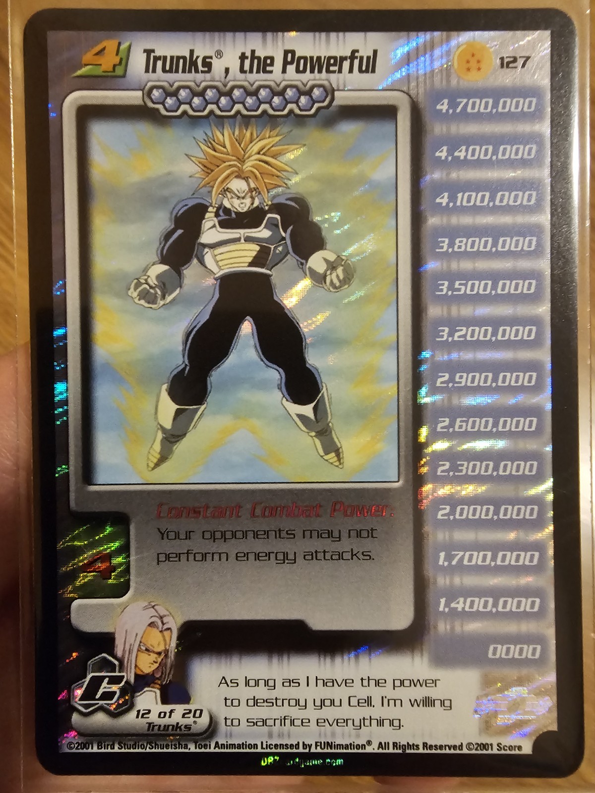 Puntuación Dragon Ball Z CCG - TRUNKS THE POWERTY - Cell Saga #127 - HOLO/FOIL - DBZ