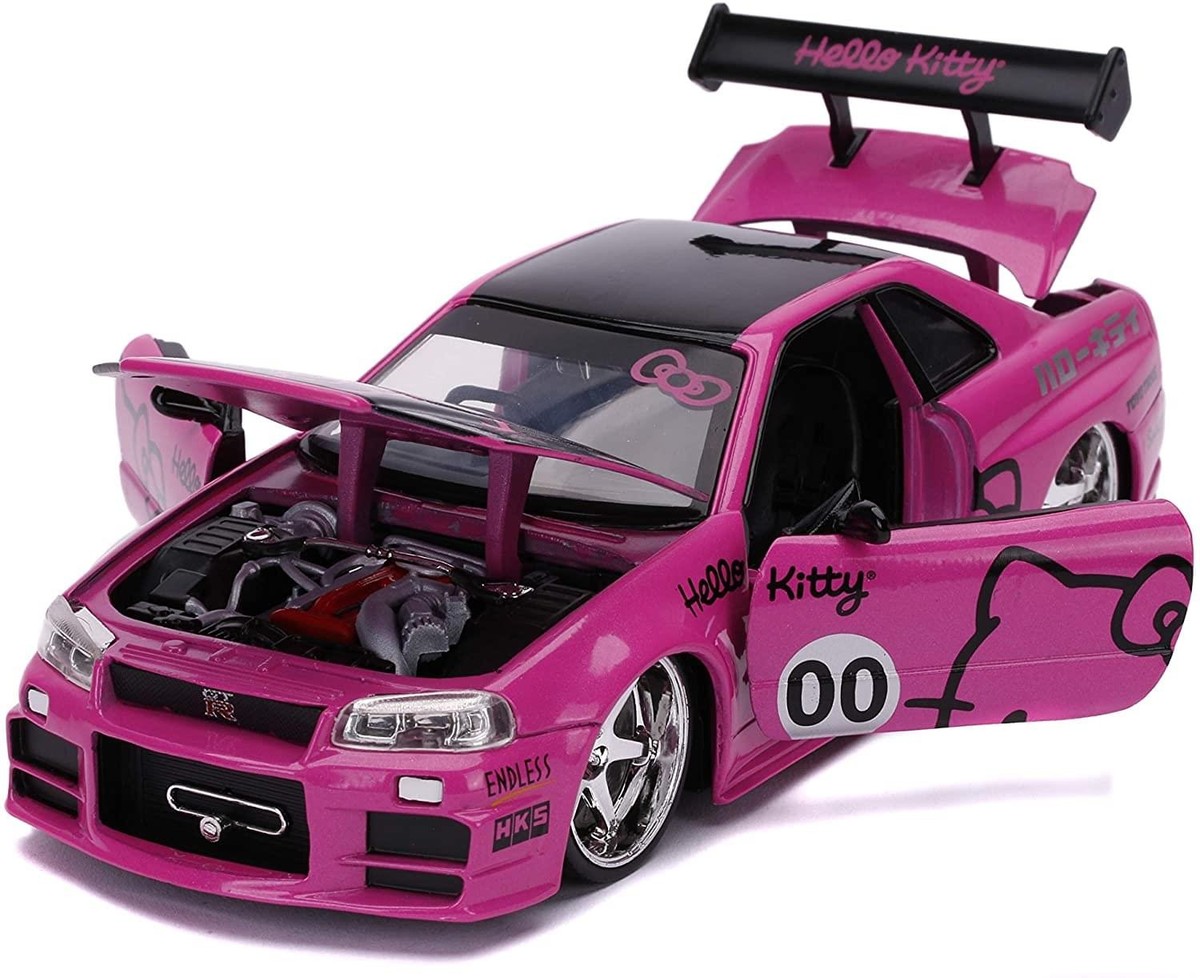 Jada Toys 1/24 2002 Nissan Skyline GT-R (BNR34) with Hello Kitty