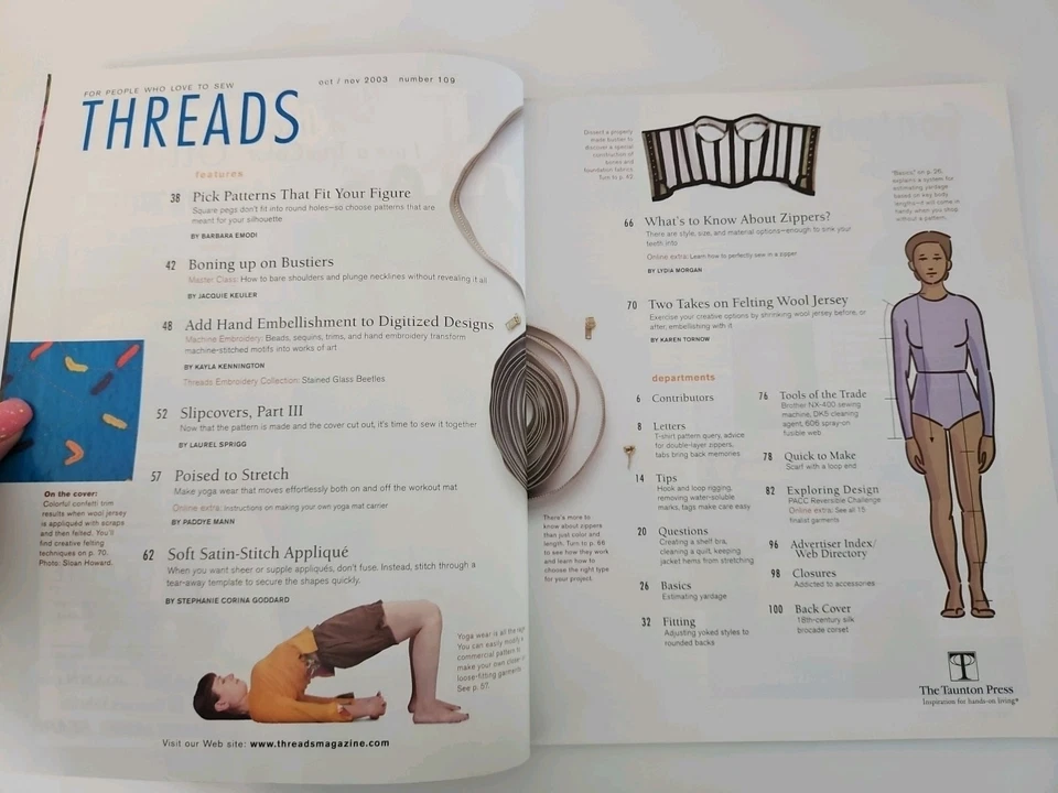 Nov 2003 THREADS Magazine #109 Sewing Techniques & Embroidery Instruction  - Image 3 of 4
