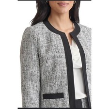 Kasper Separates Womens Blazer Jacket Tweed Black White Size 16