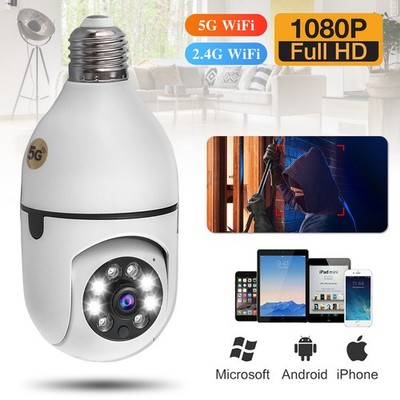 1080P Light Bulb Camera 2.4GHz & 5G WiFi E27 Smart Bulb 360 Security IP Camera