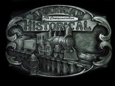 TH09136 NOS VINTAGE 1986  AMERICAN HISTORICAL  RAILROAD BELT BUCKLE