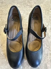 Sofft Mary Jane Shoes Pump Heels Round Toe Leather Black Women’s Size 6.0 M