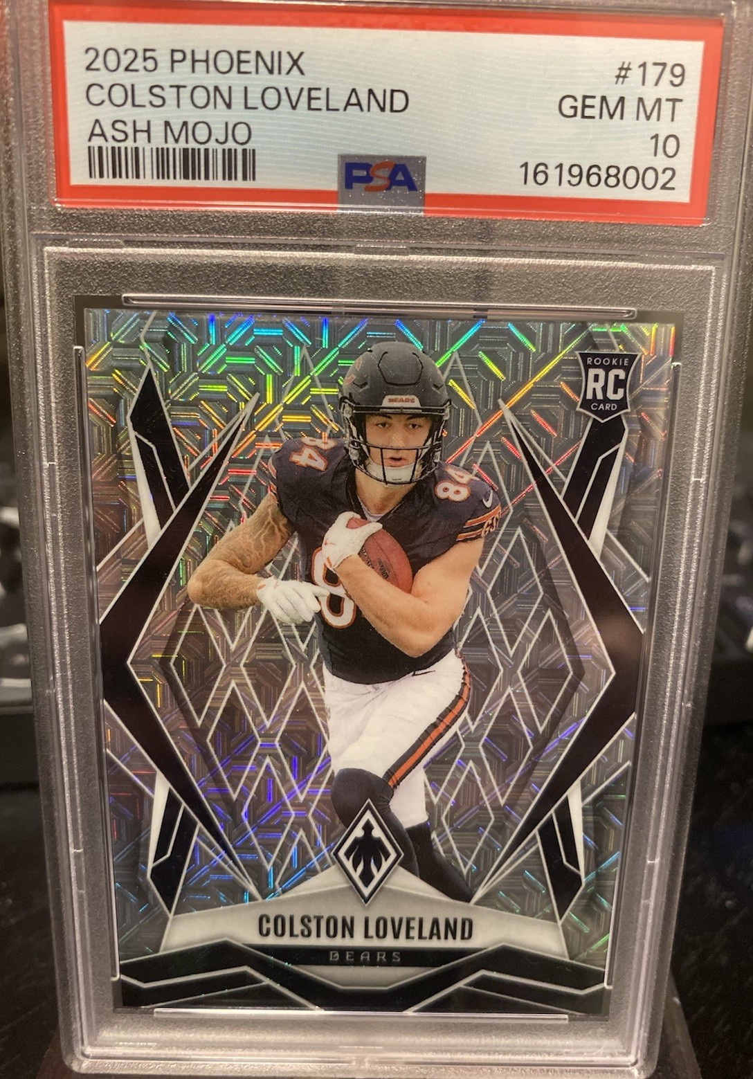 Panini 2025 Phoenix Colston Loveland RC Ash Mojo #179 Chicago Bears PSA 10 /25