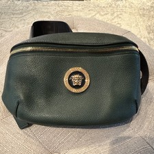 Versace Medusa Green/Black/Gold Belt Bag Fanny Pack Zip, Adjustable Strap