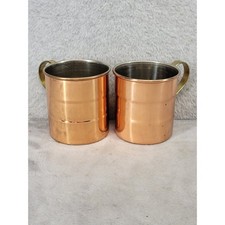 Vintage Coppercraft Guild Copper Moscow Mule Mugs Set of 2 Brass Handle USA Made