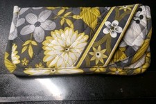 Stephanie Dawn Quilted Eyeglass Holder Yellow White Flowers Embroidered