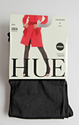HUE Women's Control Top Tights Opaque Black, Size 4 ( Plus) 40 denier NWT