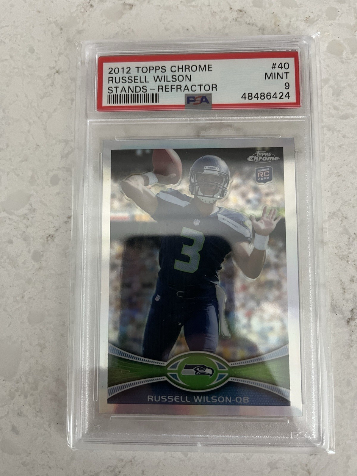Russell Wilson 2012 Topps Chrome #40 Stands Refractor PSA 9 RC Rookie Seahawks