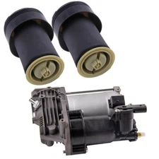 Pair Rear Air Spring Bag & Suspension Air Compressor Pump for BMW X5 X6 E71 E72