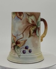 Rare J.P. Limoges France Hand-Painted Porcelain Grape Mug Signed by Eaton