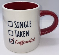 Burton Burton Coffee Mug CAFFEINATED Ceramic Red White NWT Large Capacity 4 T