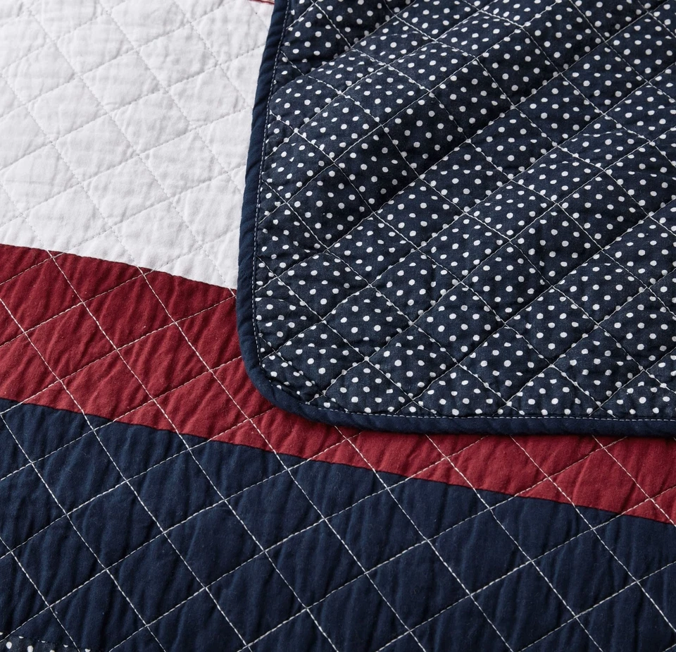 Chezmoi Collection Harlon 3-Piece Modern Patchwork Striped Quilt Set - Solid ... - Image 4 of 4