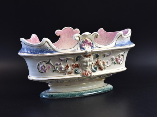 Antique Majolica Jardiniere Bowl with Mascarons Krause Schweidnitz Silesia - Picture 3 of 14