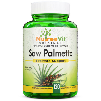 Pure 100% Organic Saw Palmetto Berry VEGGIE CAPSULES (1000 MG)