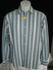 USA Made Positano Multi-Color Cotton/Poly Striped L/S Button Ft. Shirt Sz. XL