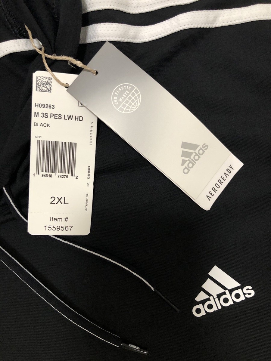 NWT Adidas Aeroready Designed To Move Primegreen 3-Stripes Hoodie
