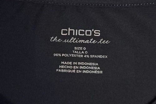 CHICO’S The Ultimate Tee Women’s Size 0 Small BLACK Flared Hem T Shirt - Picture 4 of 10
