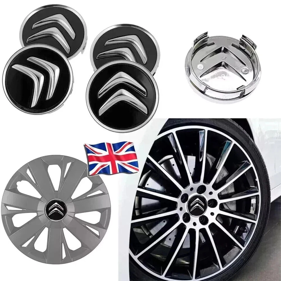 4x Citroen 60mm Alloy Wheel Centre Hub Caps in Black C1 C3 C4 DS3 Most Models UK - Image 4 of 4