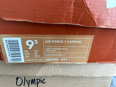 OG Nike Canvas Air Force 1 Safety Orange 2001 624020-811 Rare