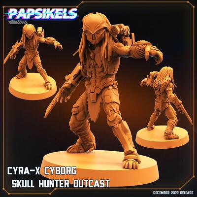3D Printed Papsikels Cyberpunk Sci-Fi Cyra-X Cyborg Skull Hunter Outcast In