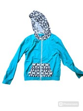 Empyre 90s vibe windbreaker jacket womens teal, black and white. Large