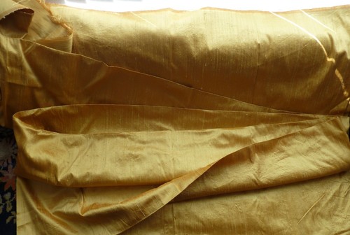 Gold Yellow Colour 100% Pure Silk Dupion Fabric 5,5 metres x 135cm
