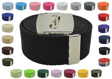 Canvas Military Web Belt  BIG "J" Silver Buckle 48, 54, 60, 72 Inches 25 Color