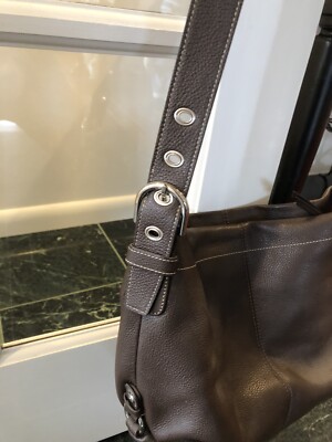 COACH F15064 Brown Pebbled Leather Shoulder Bag Including Coach