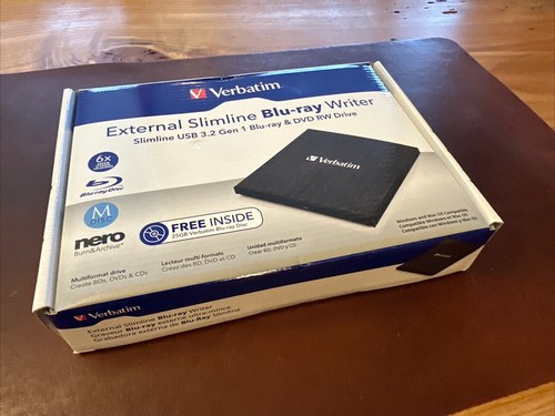New VERBATIM External Slimline USB 3.2 Gen 1 Blu-Ray Writer - Black - SEALED - 第 2/4 張圖片