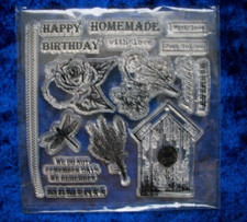 16 ink stamp set, birthday, flowers, card making used