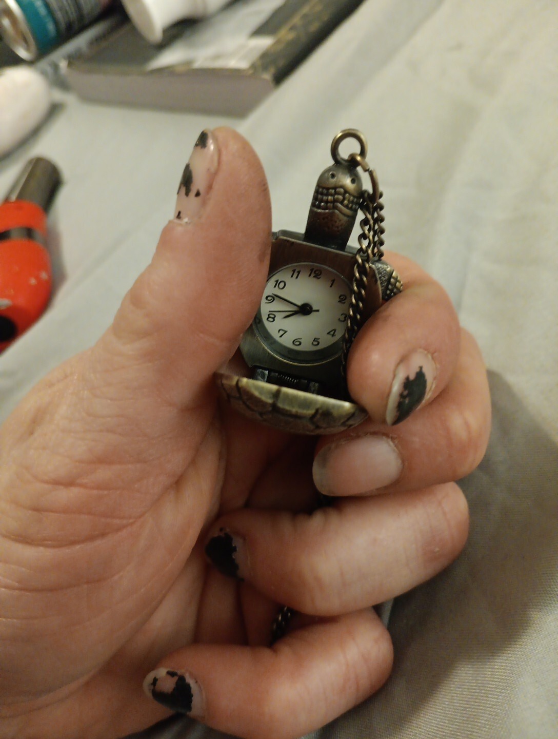 VERY UNIQUE CUTE TURTLE CLOCK PENDENT NECKLACE FR… - image 7