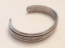 Signed Sterling Silver Navajo Southwest Cuff Bracelet - “PJ STERLING NAVAJO”