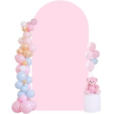 6FT Baby Pink Arch Covers, Spandex Fitted Wedding Arch Stand Covers Round Top...