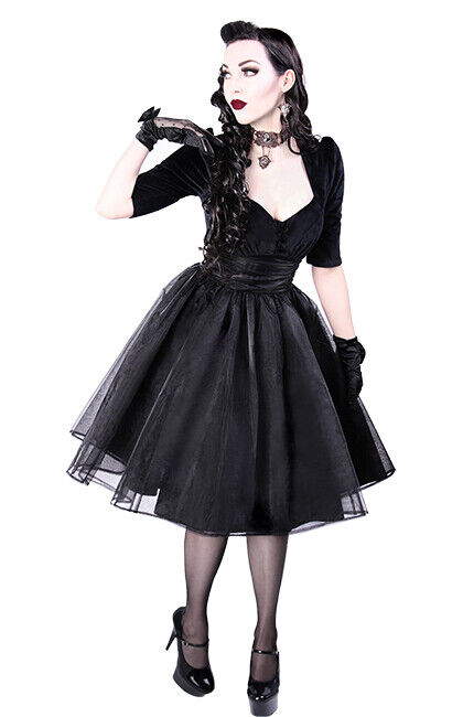 Restyle - WEDNESDAY DRESS - with big, black collar / gothic, darkwear,  party