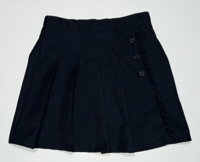 IZOD Size 10 Navy Blue Uniform Scooter Ruffles Buttons Skort Skirt