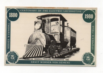 Edisons Elektrolokomotive, 1880 - 150 Jahre Eisenbahngeschichte Postkarte