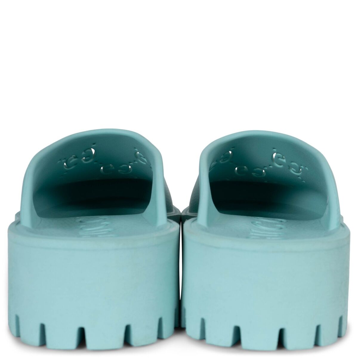 70921 auth GUCCI blue rubber ELEA GG PERFORATED PLATFORM 70921 auth GUCCI blue rubber ELEA GG PERFORATED PLATFORM