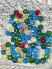 Large Lot of Crackled Vintage Glass Marbles