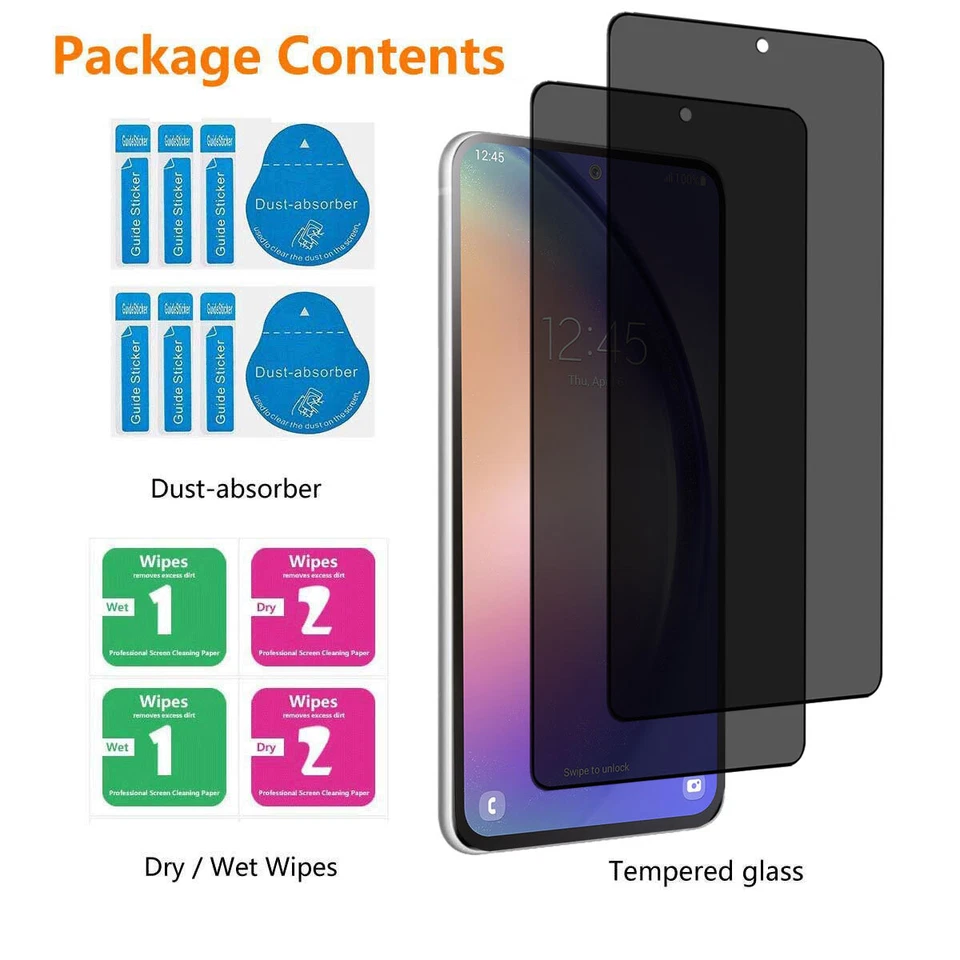 Protector de pantalla de vidrio templado antiespía de privacidad para celulares Samsung Galaxy Foto 2 de 4