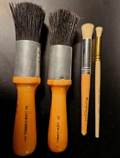 4 Vintage / Antique Round paint Brushes , sign making , stencil , Primitive B4