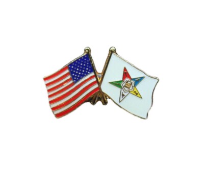 Order Eastern Star And U.S. American Flag Lapel Pin