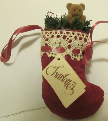 Vintage CHARLOTTE RYAN Plush Stocking Christmas Ornament