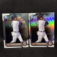 Refractor! 🚨2022 Bowman Chrome Roberto Campos Detroit Tigers Rookie #39 & base